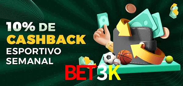 10% de bônus de cashback na Bet3K
